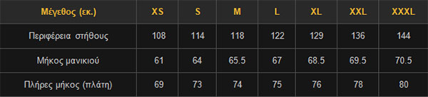 GUNFIGHTER SIZE CHART